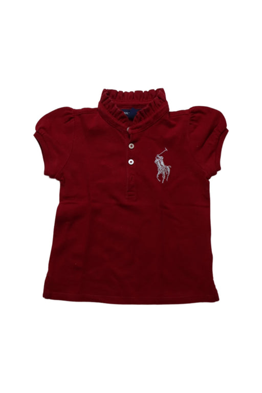A Red Short Sleeve Polos from Ralph Lauren in size 18-24M for girl. (Front View)