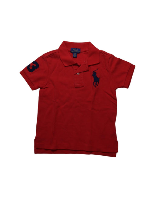 A Red Short Sleeve Polos from Polo Ralph Lauren in size 3T for boy. (Front View)