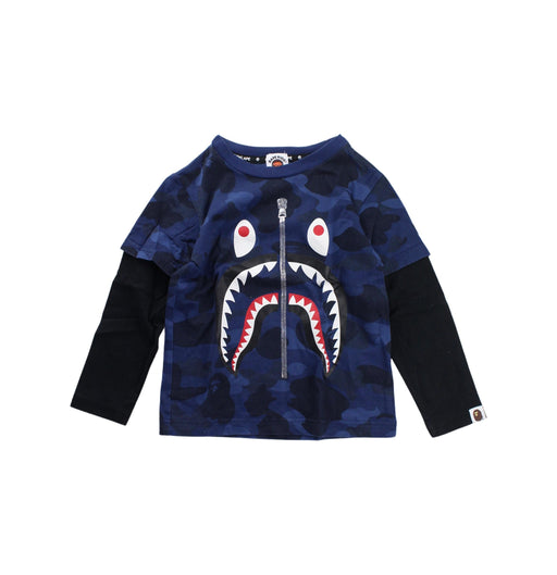 A Blue Long Sleeve T Shirts from Bape by A Bathing Ape in size 4T for boy. (Front View)
