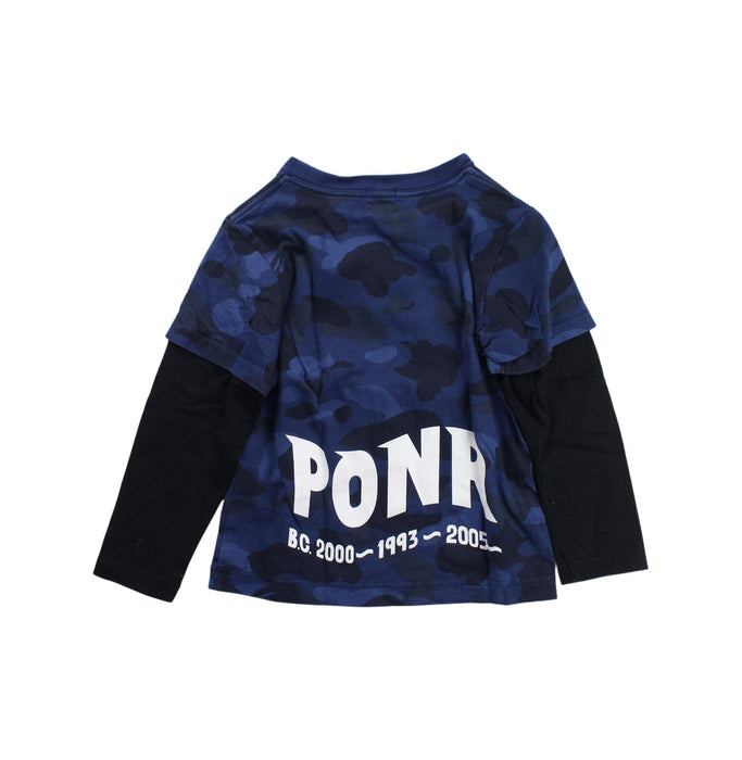 A Blue Long Sleeve T Shirts from Bape by A Bathing Ape in size 4T for boy. (Back View)