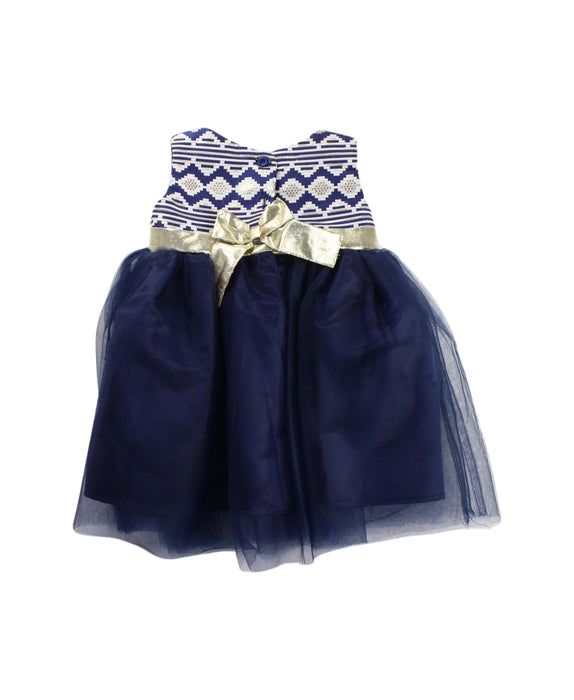 A Blue Sleeveless Dresses from Blueberi Boulevard in size 6-12M for girl. (Back View)