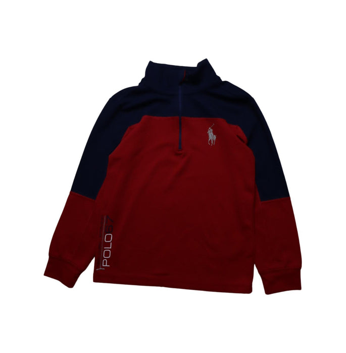 A Red Zippered Sweatshirts from Polo Ralph Lauren in size 6T for boy. (Front View)