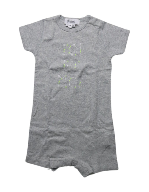 A Grey Short Sleeve Rompers from Bonpoint in size 6-12M for neutral. (Front View)