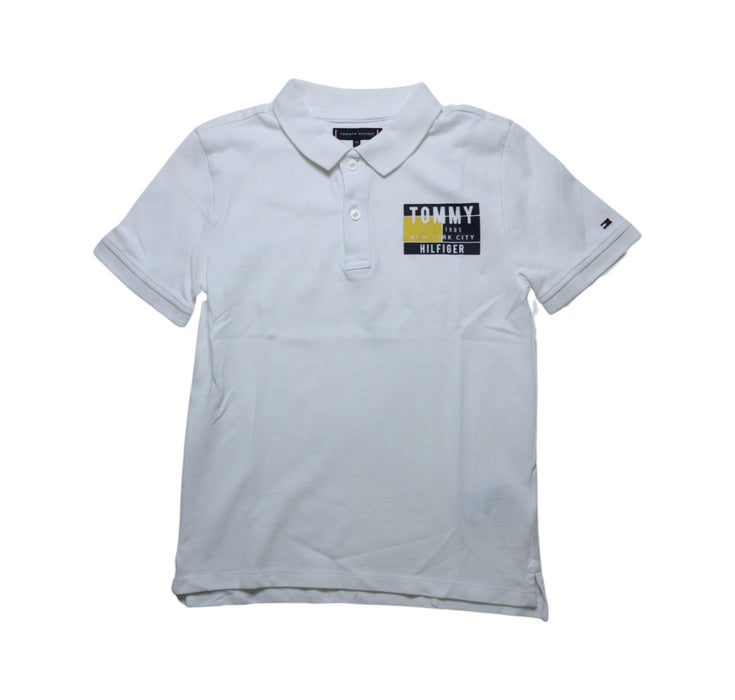 A White Short Sleeve Polos from Tommy Hilfiger in size 12Y for boy. (Front View)
