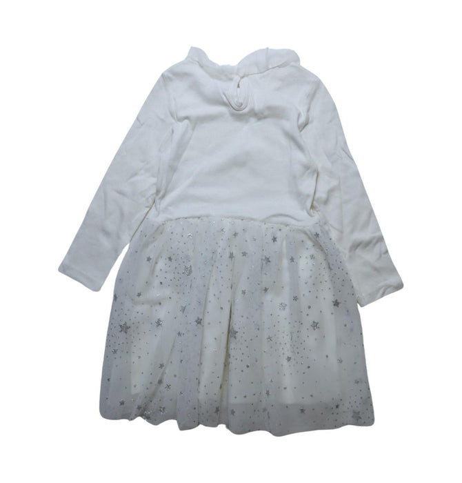 A White Long Sleeve Dresses from Petit Bateau in size 4T for girl. (Back View)