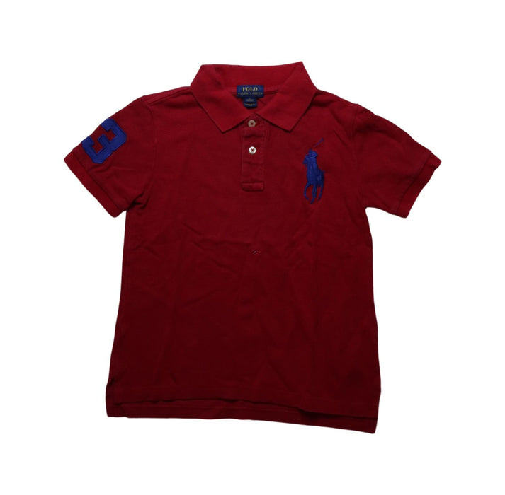 A Red Short Sleeve Polos from Polo Ralph Lauren in size 7Y for boy. (Front View)