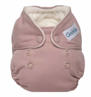 A Pink Cloth Diapers from GroVia in size Newborn for girl. (Front View)