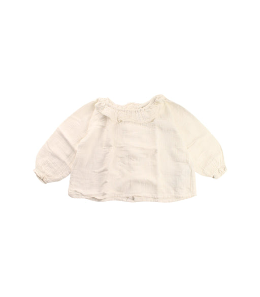 A White Long Sleeve Tops from Bonton in size 2T for girl. (Front View)