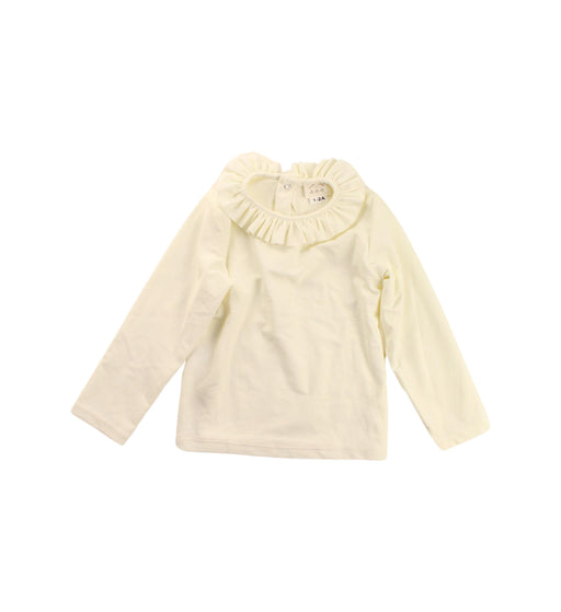 A Ivory Long Sleeve Tops from Les Petits Dores in size 12-18M for girl. (Front View)