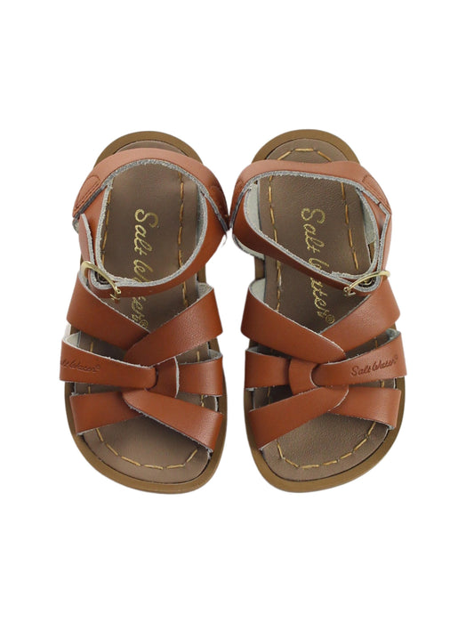 A Brown Sandals from Salt-Water in size 18-24M for girl. (Back View)