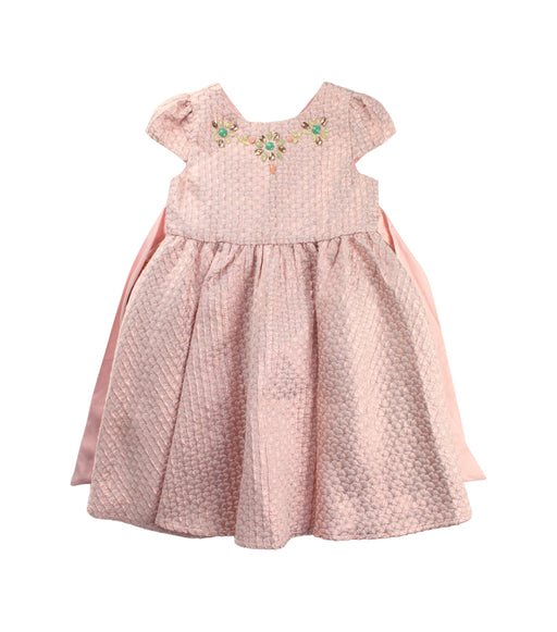 A Pink Short Sleeve Dresses from Monsoon in size 4T for girl. (Front View)