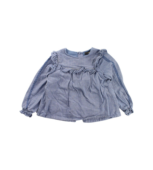 A Blue Long Sleeve Tops from Velveteen in size 12-18M for girl. (Front View)