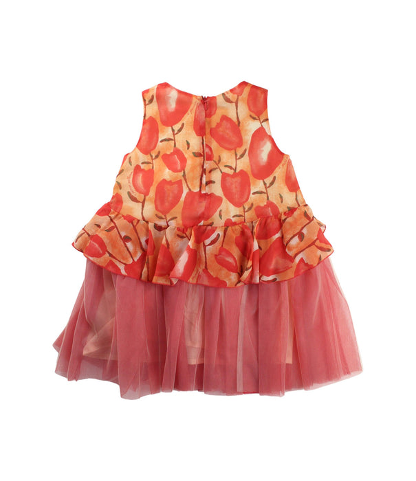 A Orange Sleeveless Dresses from I Pinco Pallino in size 4T for girl. (Back View)