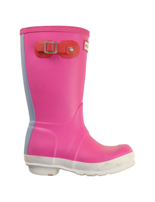 A Pink Rain Boots from Hunter in size 5T for girl. (Front View)