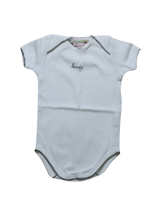 A White Short Sleeve Bodysuits from Bonpoint in size 0-3M for neutral. (Front View)