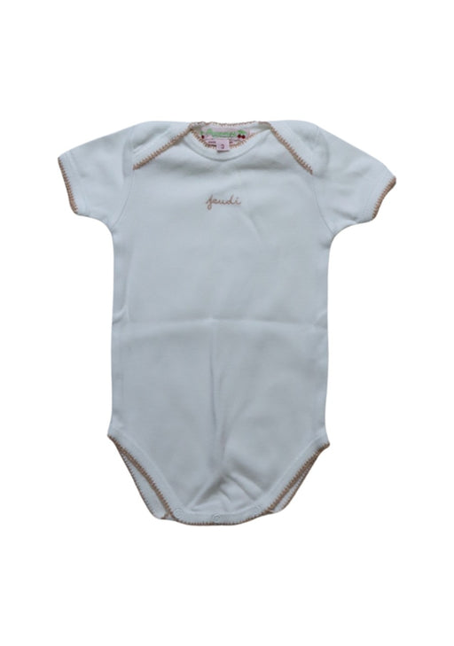 A White Short Sleeve Bodysuits from Bonpoint in size 0-3M for neutral. (Front View)