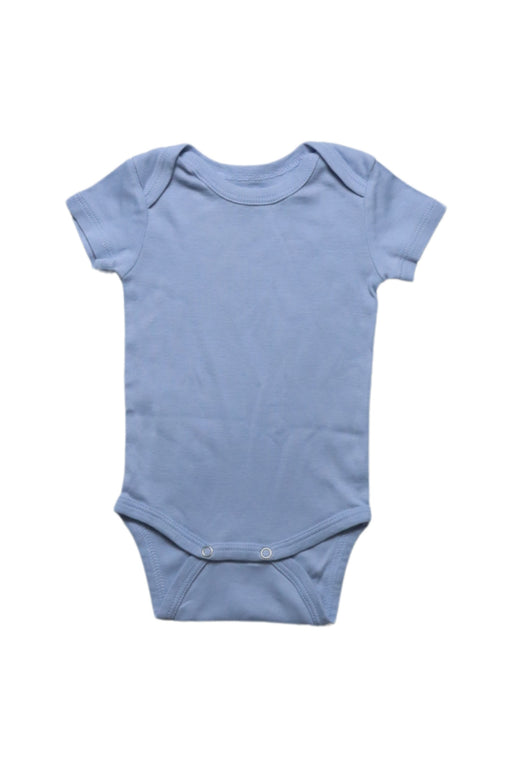 A Blue Short Sleeve Bodysuits from HART + LAND in size 0-3M for neutral. (Front View)