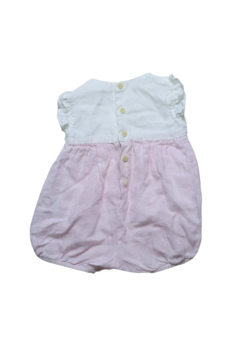 A Pink Short Sleeve Rompers from Il Gufo in size 0-3M for girl. (Back View)