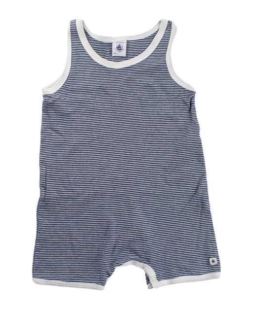 A Navy Sleeveless Rompers from Petit Bateau in size 18-24M for girl. (Front View)