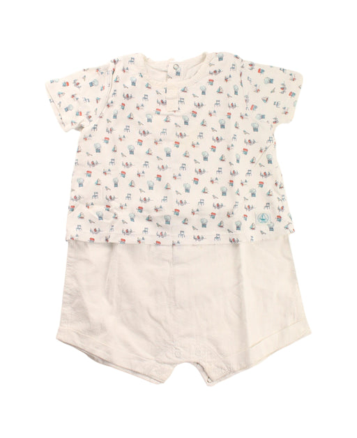A White Short Sleeve Rompers from Petit Bateau in size 6-12M for neutral. (Front View)