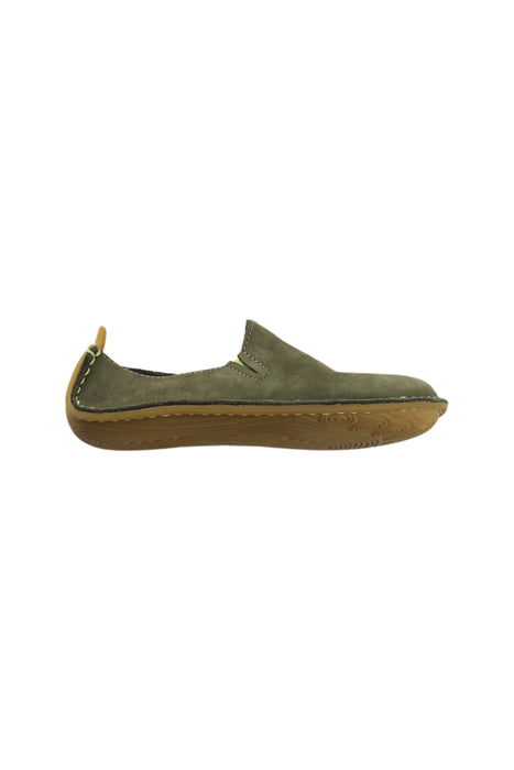 A Green Slip Ons from Vivobarefoot in size 5T for boy. (Front View)