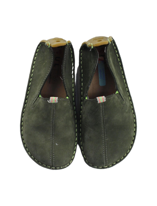A Green Slip Ons from Vivobarefoot in size 5T for boy. (Back View)