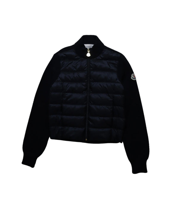 A Black Puffer/Quilted Jackets from Moncler in size 6T for girl. (Front View)