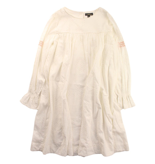 A White Long Sleeve Dresses from Velveteen in size 10Y for girl. (Front View)