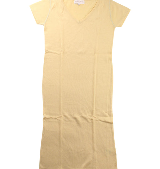 A Yellow Short Sleeve Dresses from Excuse My French in size 8Y for girl. (Front View)