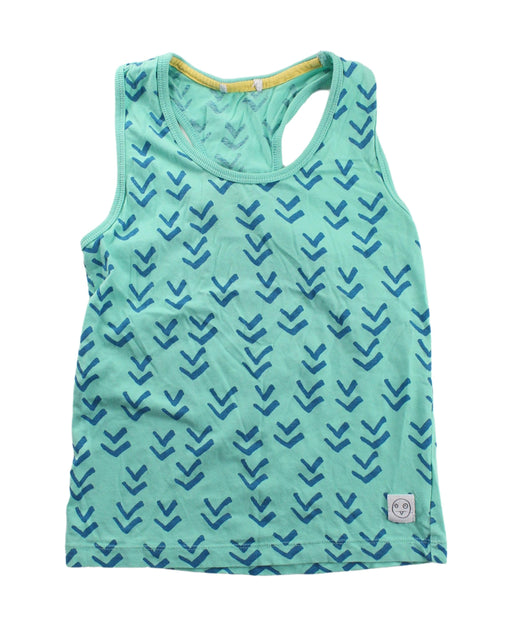 A Blue Sleeveless T Shirts from Indikidual in size 6T for girl. (Front View)