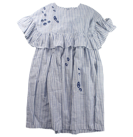 A Blue Short Sleeve Dresses from Il Gufo in size 10Y for girl. (Front View)