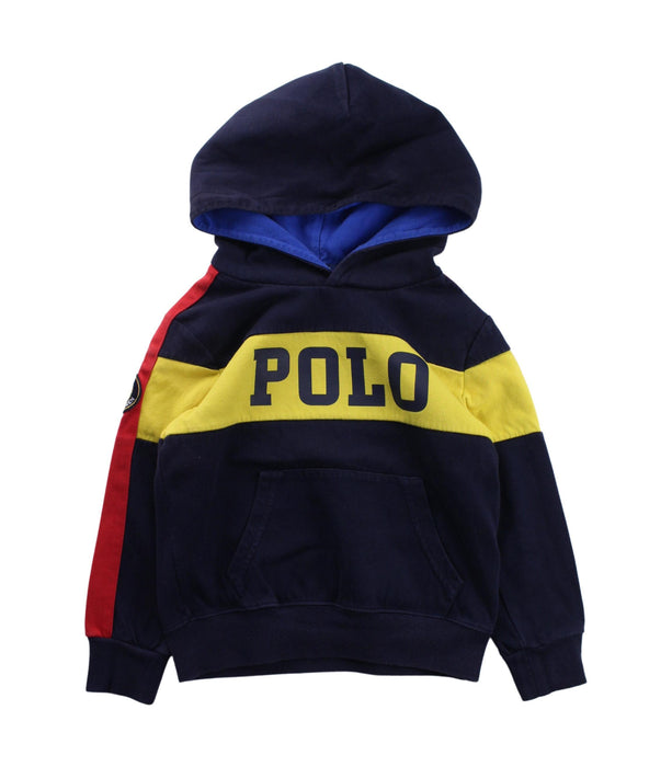 A Blue Hooded Sweatshirts from Polo Ralph Lauren in size 4T for boy. (Front View)