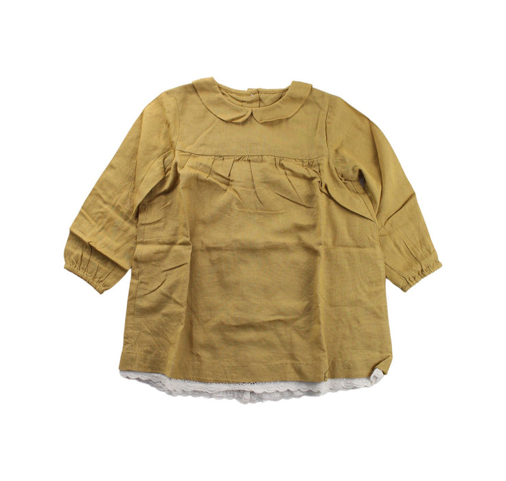 A Yellow Long Sleeve Dresses from Little Cotton Clothes in size 2T for girl. (Front View)