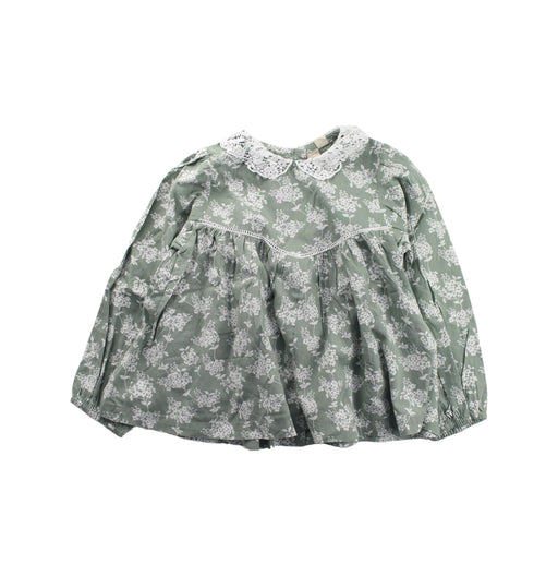 A Green Long Sleeve Tops from Little Cotton Clothes in size 4T for girl. (Front View)