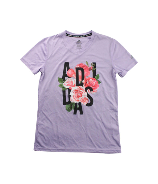 A Purple Short Sleeve T Shirts from Adidas in size 10Y for girl. (Front View)