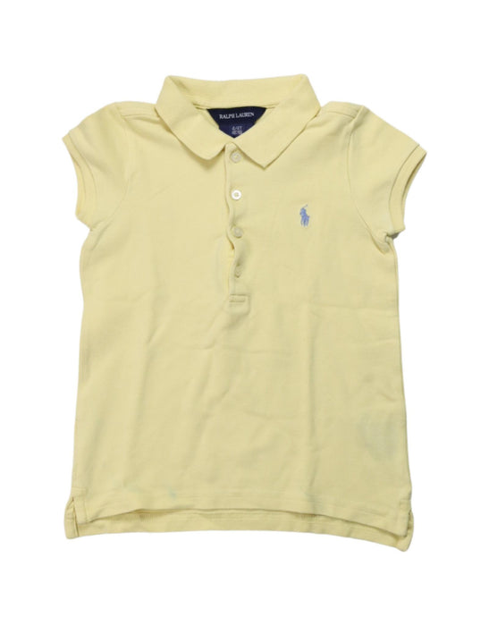 A Yellow Short Sleeve Polos from Ralph Lauren in size 4T for girl. (Front View)
