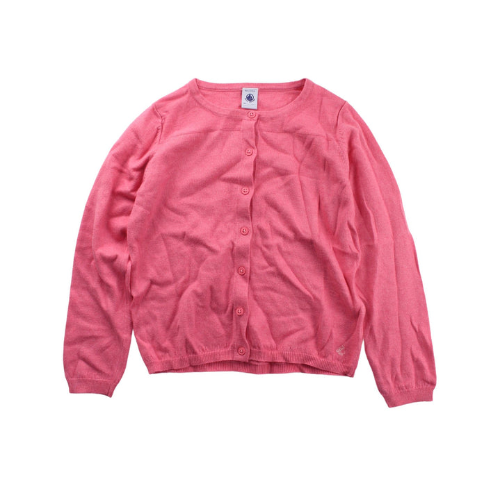 A Pink Cardigans from Petit Bateau in size 8Y for girl. (Front View)