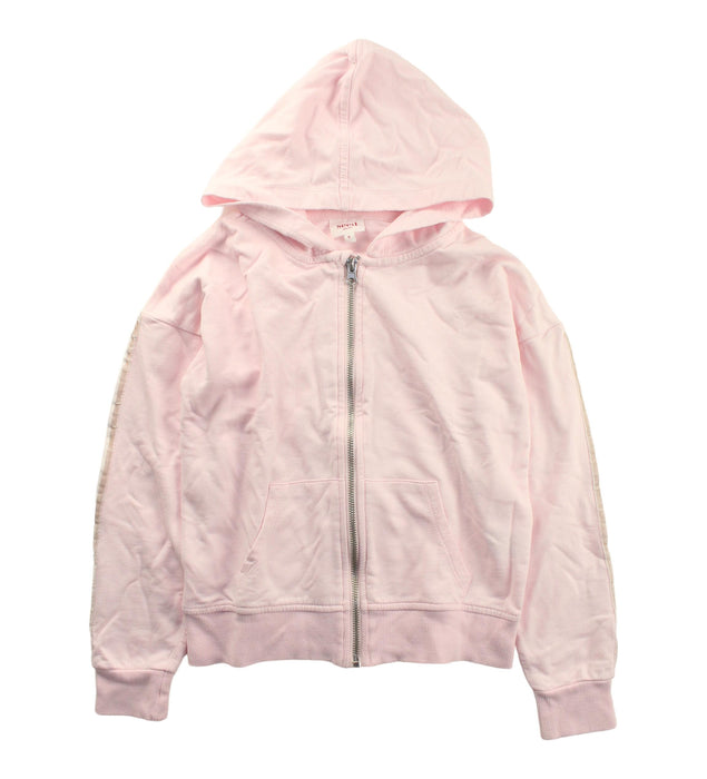 A Pink Zippered Sweatshirts from Seed in size 8Y for girl. (Front View)