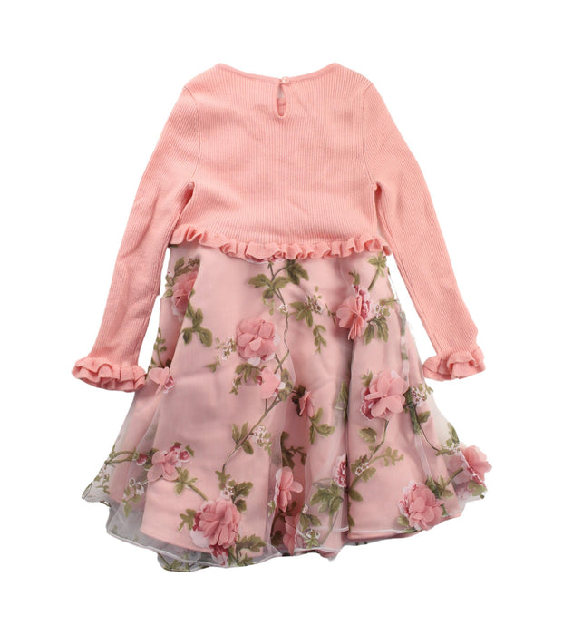 A Pink Long Sleeve Dresses from I Pinco Pallino in size 4T for girl. (Back View)