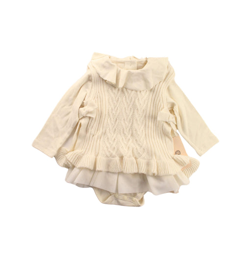 A Ivory Long Sleeve Bodysuits from Happy Prince in size 6-12M for girl. (Front View)