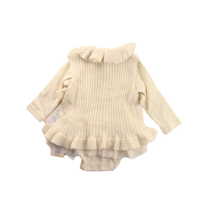 A Ivory Long Sleeve Bodysuits from Happy Prince in size 6-12M for girl. (Back View)
