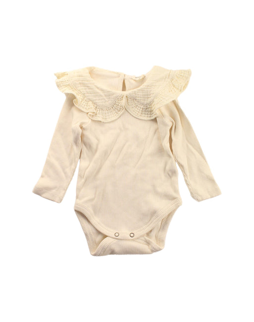 A Ivory Long Sleeve Bodysuits from Mon Bebe in size 6-12M for girl. (Front View)