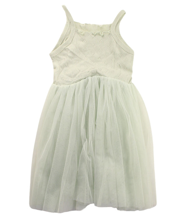 A Green Sleeveless Dresses from Aosta in size 3T for girl. (Back View)