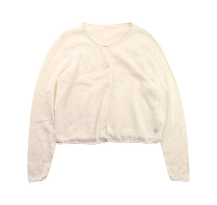 A White Cardigans from Petit Bateau in size 6T for girl. (Front View)