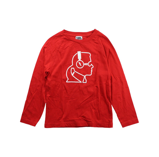 A Red Long Sleeve T Shirts from Karl Lagerfeld in size 6T for girl. (Front View)