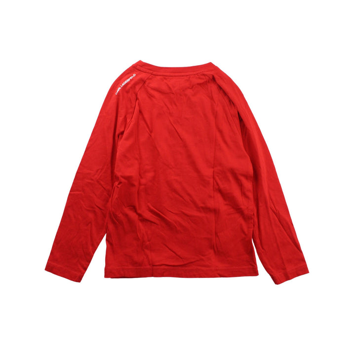 A Red Long Sleeve T Shirts from Karl Lagerfeld in size 6T for girl. (Back View)