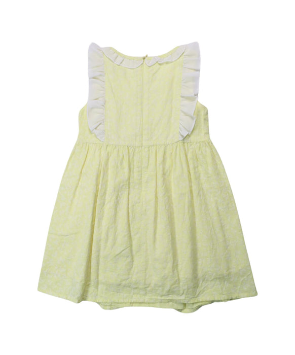 A Yellow Sleeveless Dresses from Chickeeduck in size 4T for girl. (Back View)