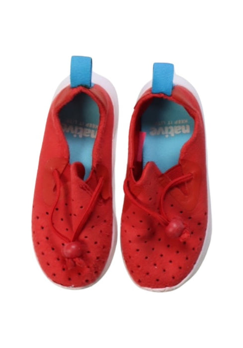 A Red Sneakers from Native Shoes in size 4T for girl. (Back View)