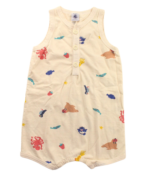 A Beige Sleeveless Rompers from Petit Bateau in size 3T for boy. (Front View)