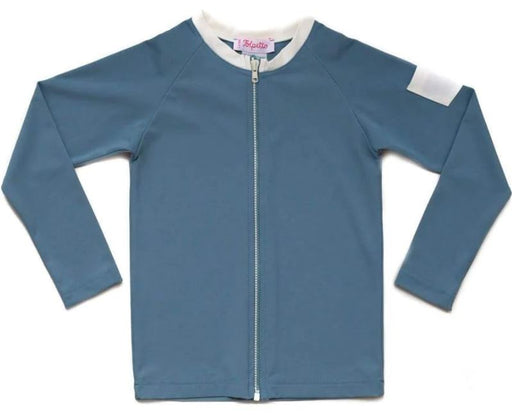 A Blue Rash Guards from Folpetto in size 6-12M for neutral. (Front View)